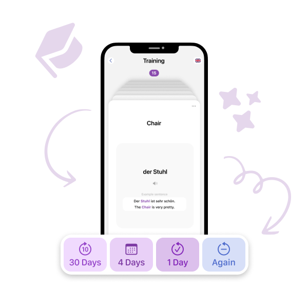 Vocabulary review screen
